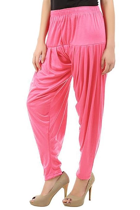 Women's Relaxed Fit Cotton Viscose Lycra Dhoti Patiyala Salwar Harem Bottoms Pants for Women's (PACK 1)