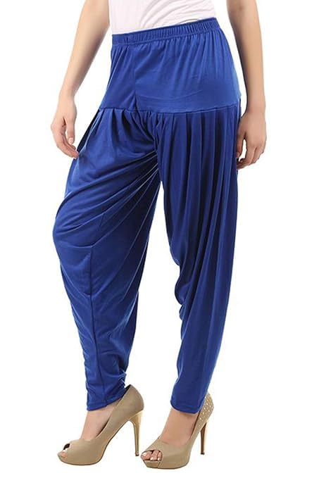 Women's Relaxed Fit Cotton Viscose Lycra Dhoti Patiyala Salwar Harem Bottoms Pants for Women's (PACK 1)