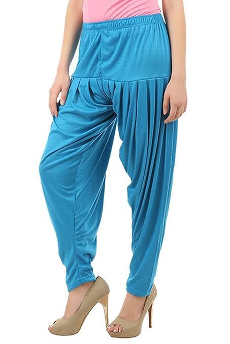 Women's Relaxed Fit Cotton Viscose Lycra Dhoti Patiyala Salwar Harem Bottoms Pants for Women's (PACK 1)