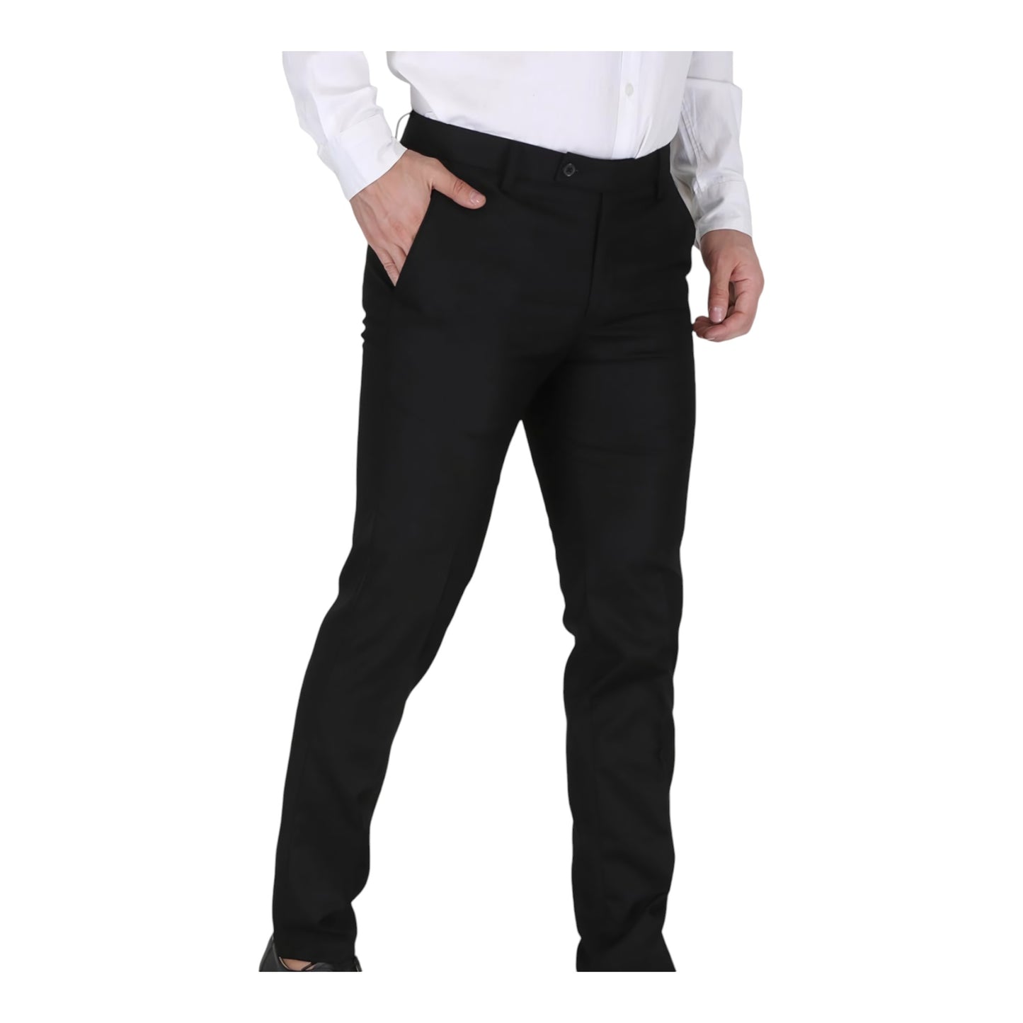 Maty Black Formal Trouser for Mens, Readymade Stitched Full Pant, Pleat-Front Formal Trousers Pants Regular Fit for Men