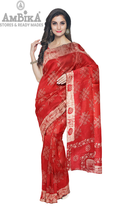 Women's Madurai Sungudi cotton saree -Hand Weaving and Wax Printed Unique Design without blouse Violet