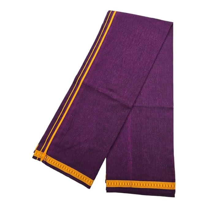 Men’s Poly Cotton Single Colour Casual Style Thalapathi Border Dhoti’s for Men’s/Fine Quality Single Dhoti’s for Men | Pooja Wear Dhoti