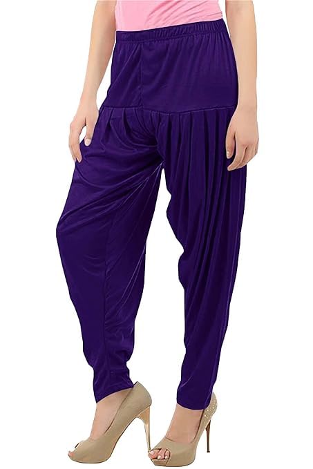 Women's Relaxed Fit Cotton Viscose Lycra Dhoti Patiyala Salwar Harem Bottoms Pants for Women's (PACK 1)
