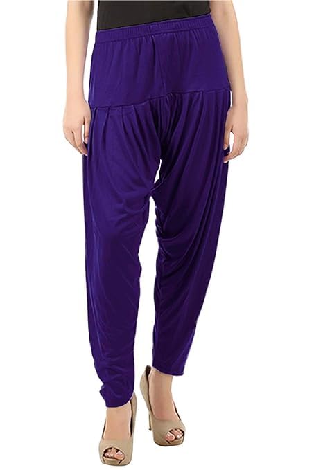 Women's Relaxed Fit Cotton Viscose Lycra Dhoti Patiyala Salwar Harem Bottoms Pants for Women's (PACK 1)