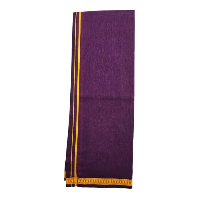 Men’s Poly Cotton Single Colour Casual Style Thalapathi Border Dhoti’s for Men’s/Fine Quality Single Dhoti’s for Men | Pooja Wear Dhoti