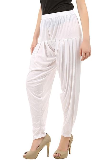 Women's Relaxed Fit Cotton Viscose Lycra Dhoti Patiyala Salwar Harem Bottoms Pants for Women's (PACK 1)