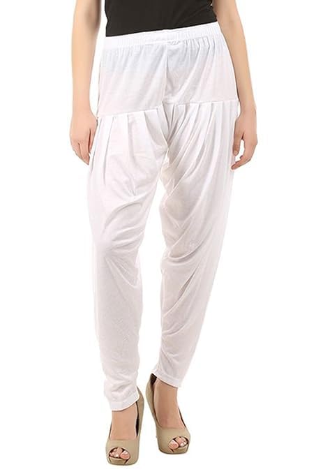 Women's Relaxed Fit Cotton Viscose Lycra Dhoti Patiyala Salwar Harem Bottoms Pants for Women's (PACK 1)