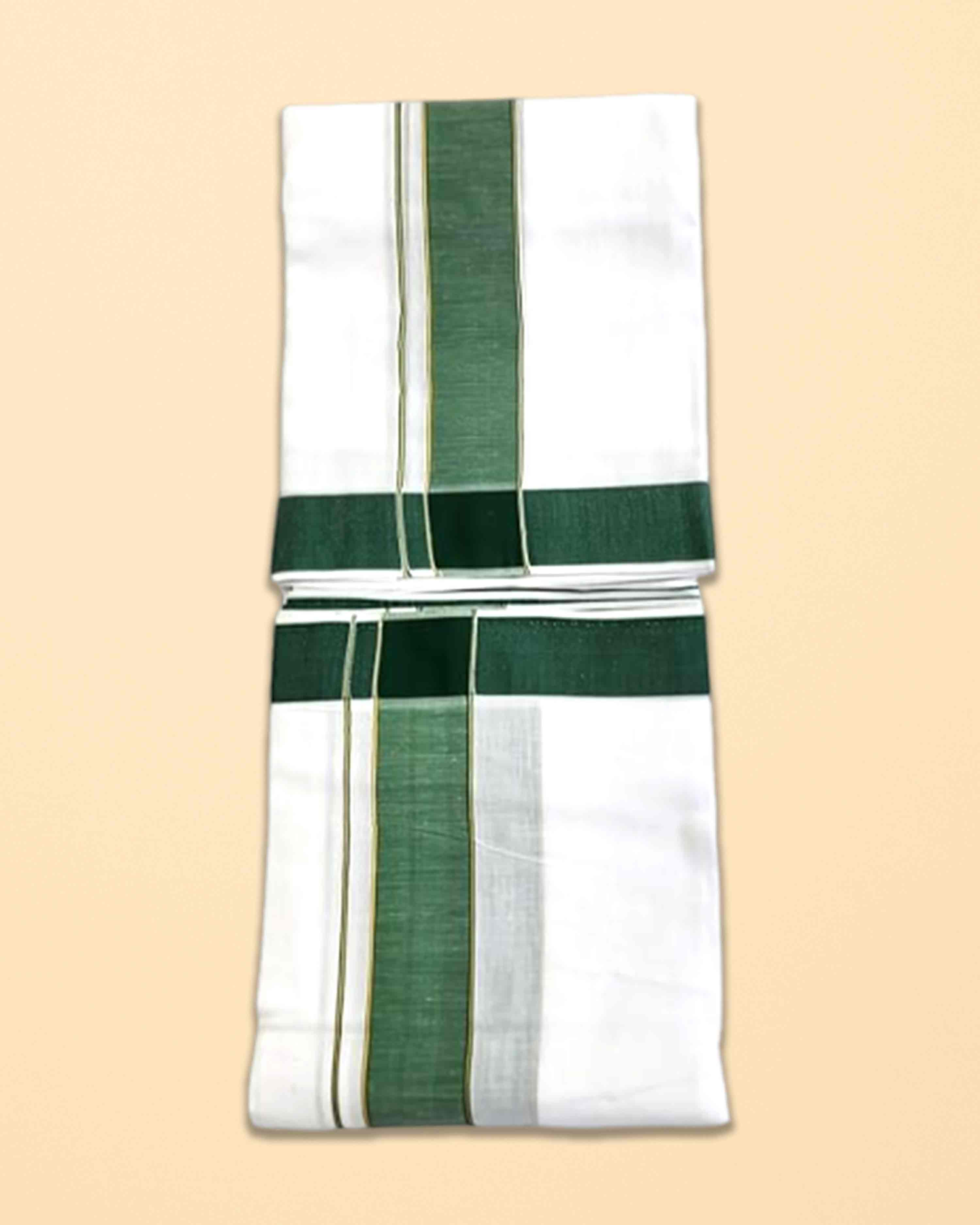 9X5 TILLANA BORDER DHOTHI - Dark Green