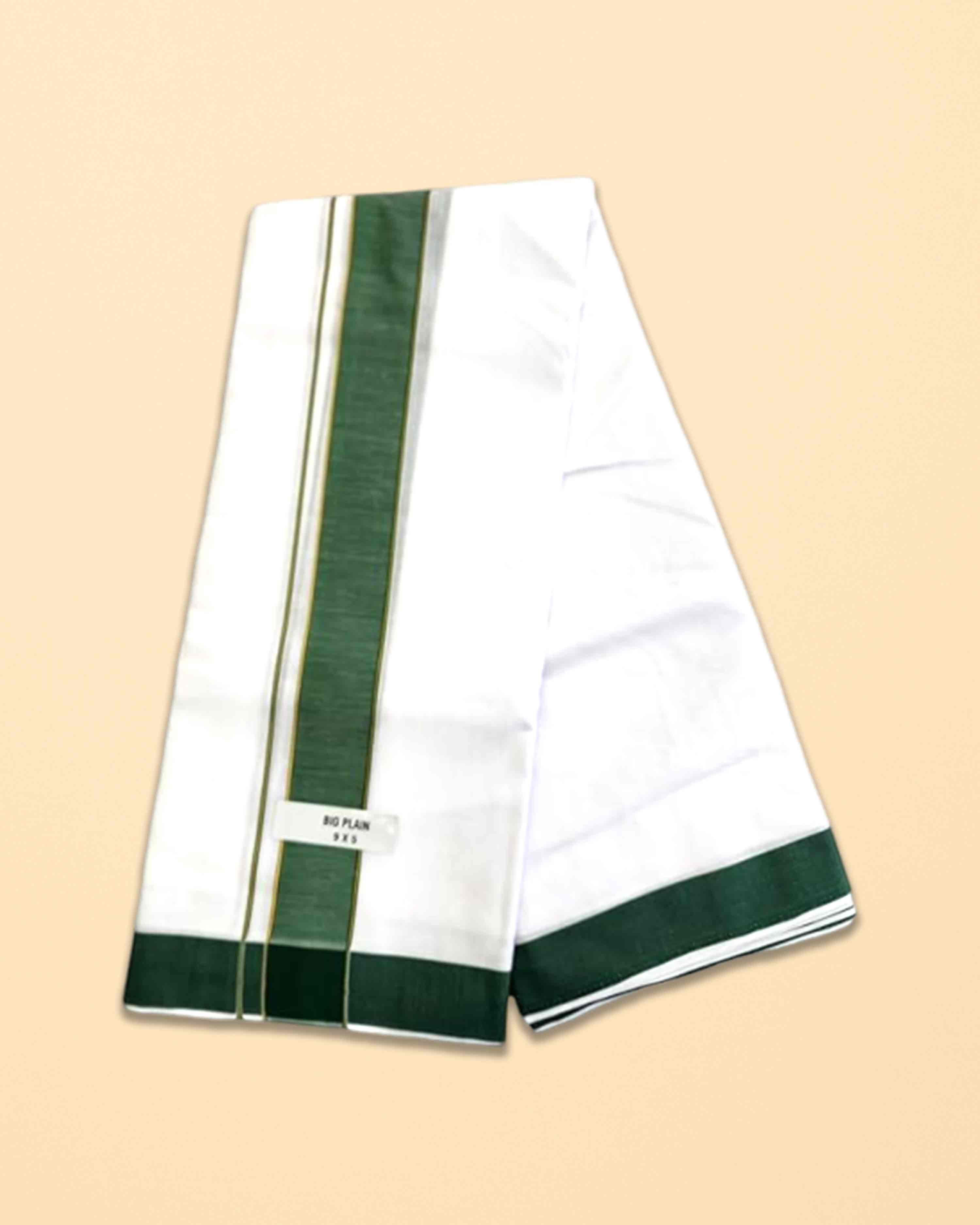 9X5 TILLANA BORDER DHOTHI - Dark Green