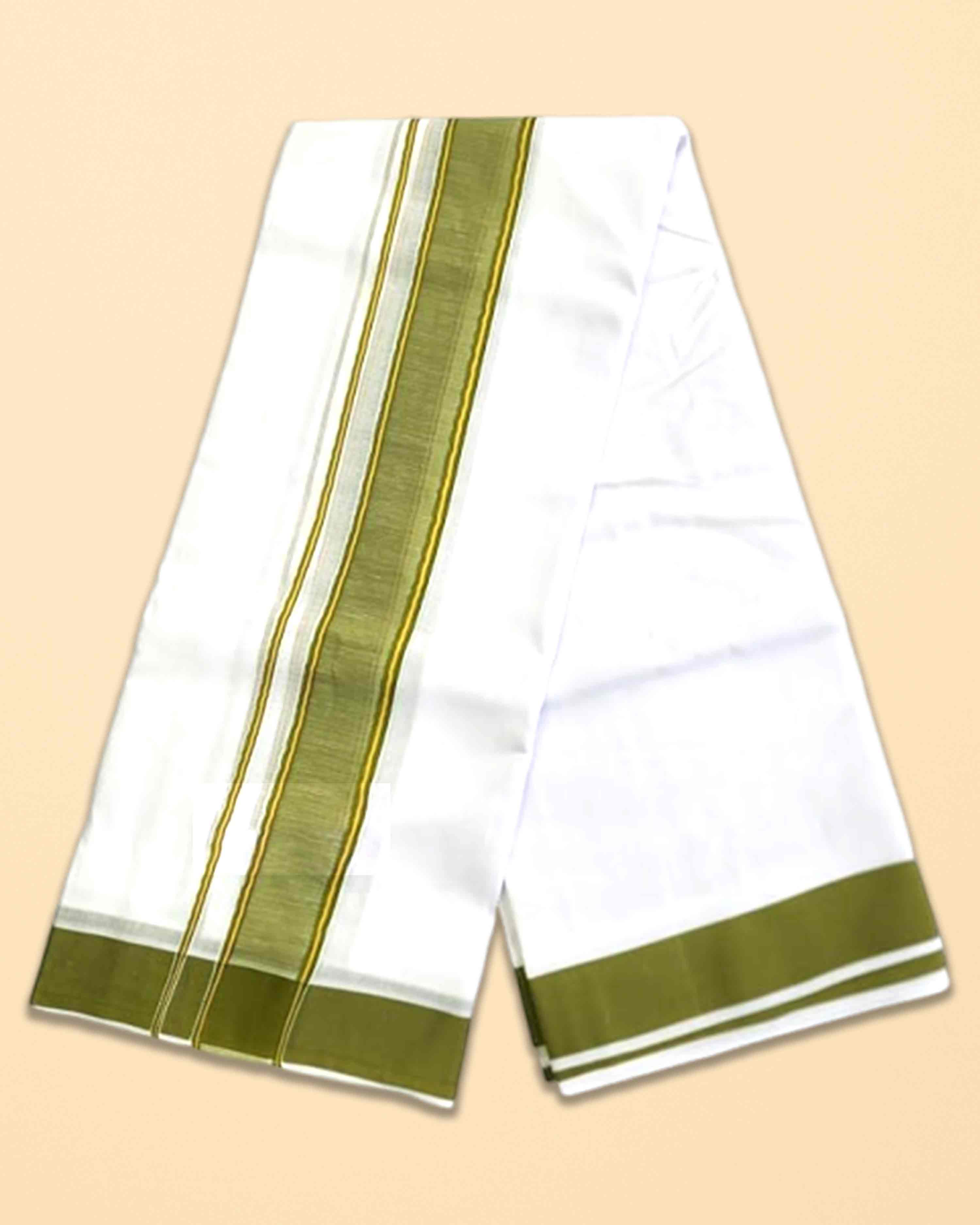9X5 TILLANA BORDER DHOTHI - Parrot Green