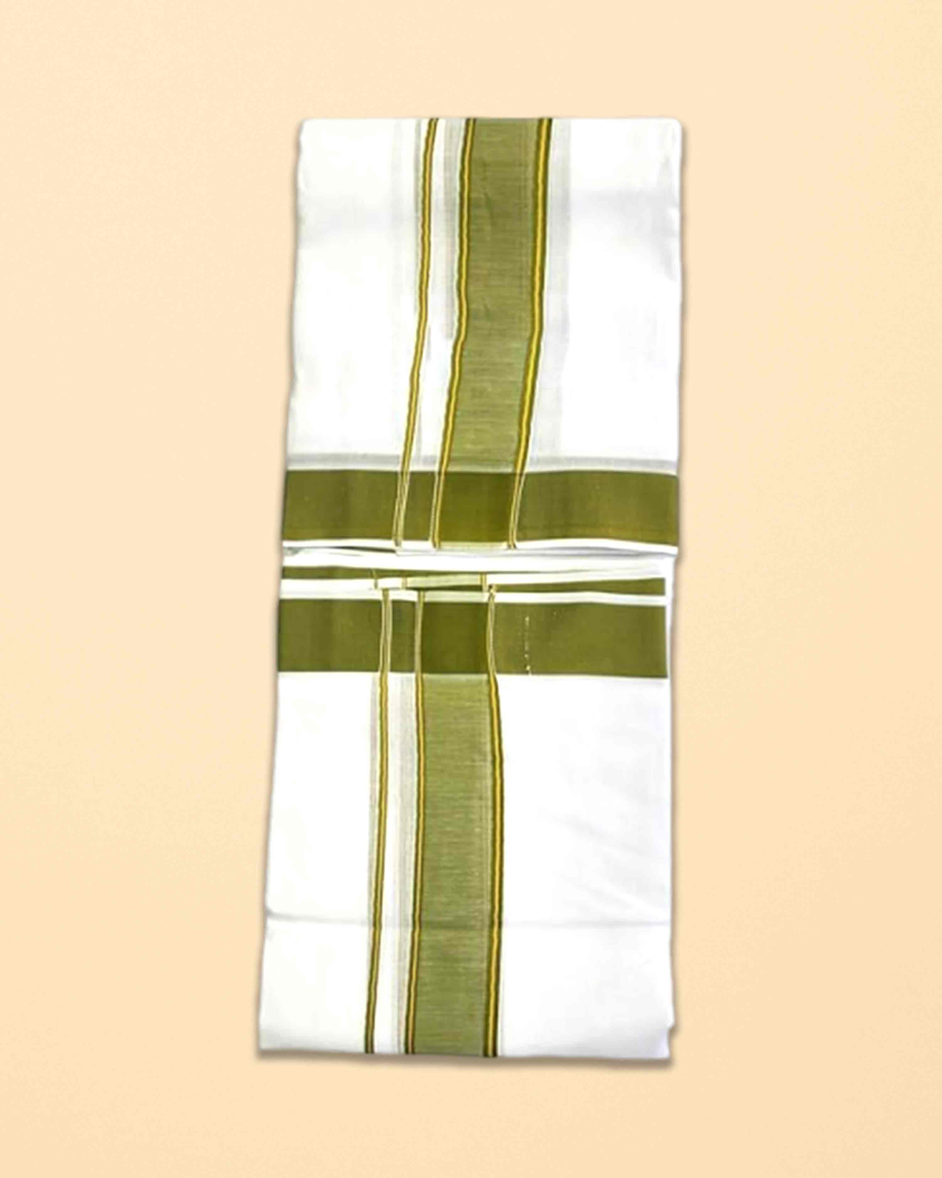 9X5 TILLANA BORDER DHOTHI - Parrot Green