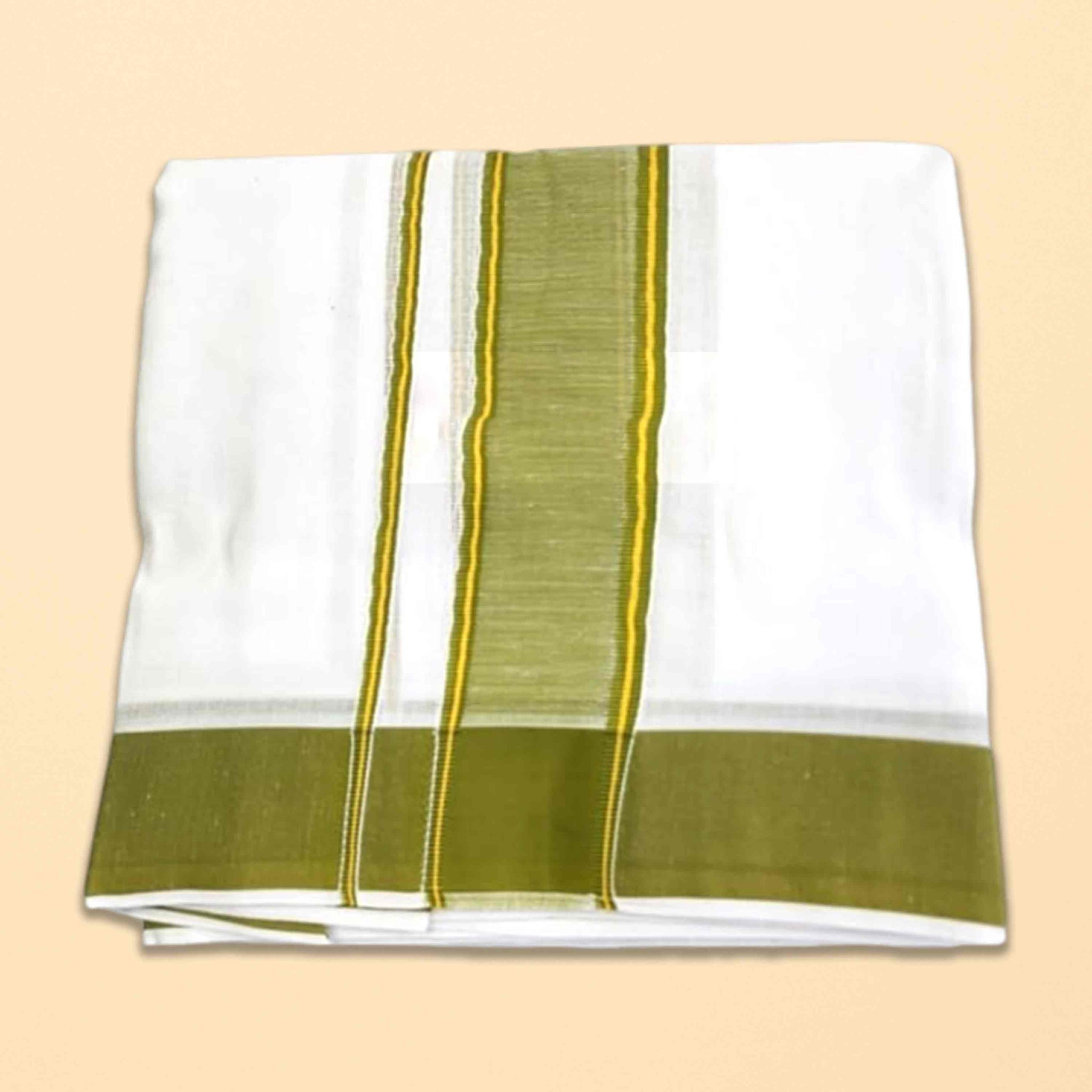 9X5 TILLANA BORDER DHOTHI - Parrot Green