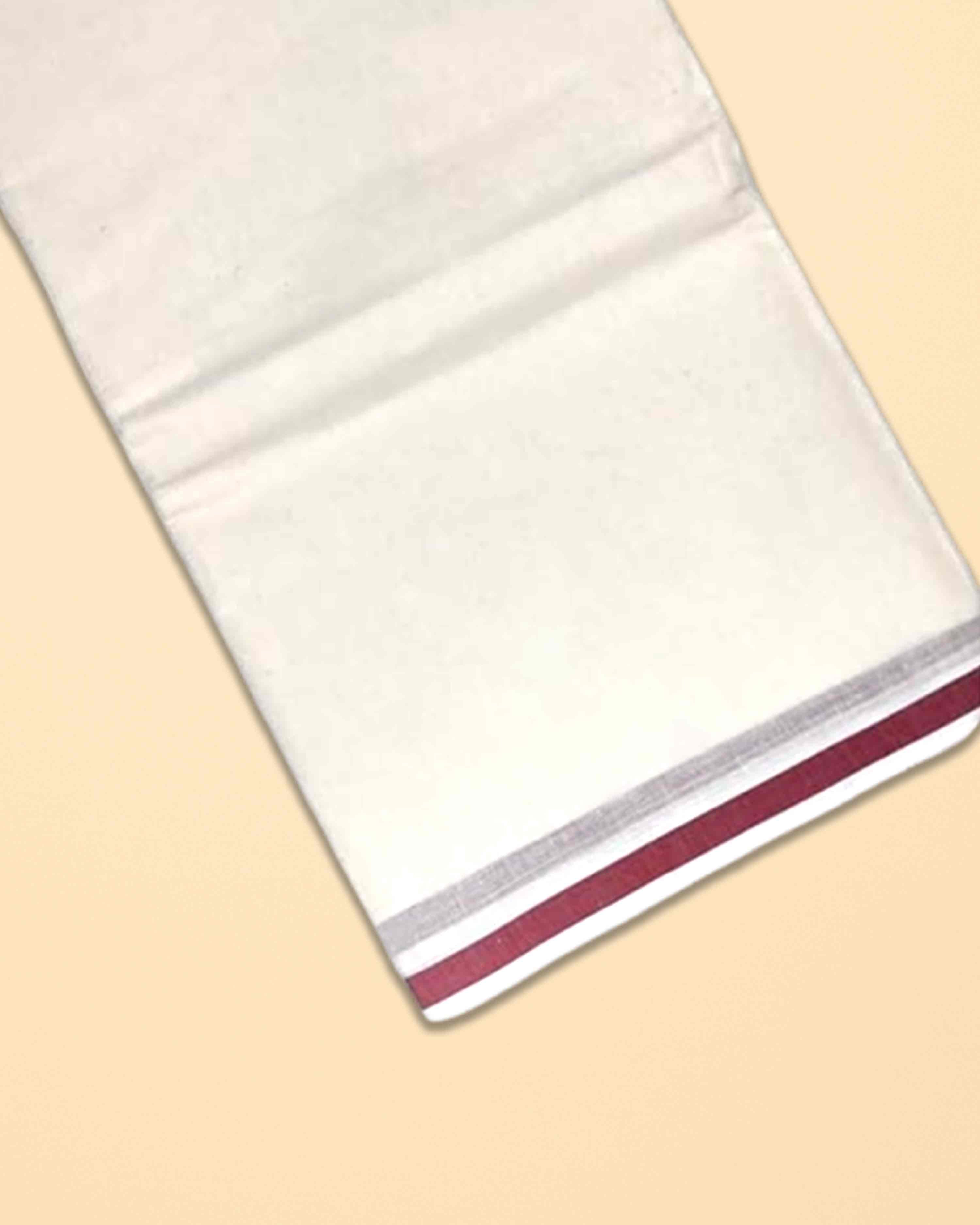 Men’s Cotton Gundanju Panchakacham 9×5 – Unbleached Off-White Dhoti and Running Towel Set for Pooja, Temple and Wedding