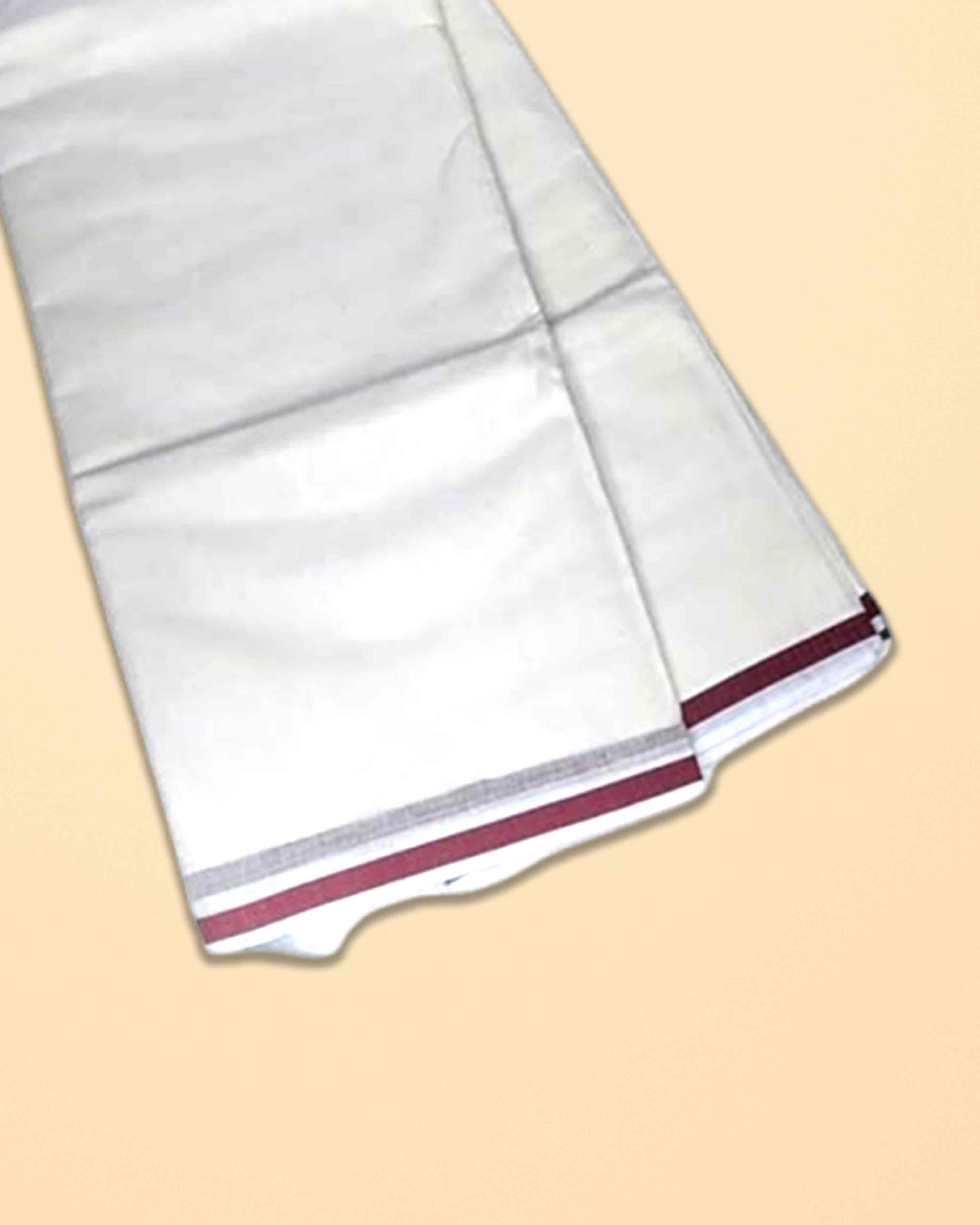 Men’s Cotton Gundanju Panchakacham 9×5 – Unbleached Off-White Dhoti and Running Towel Set for Pooja, Temple and Wedding