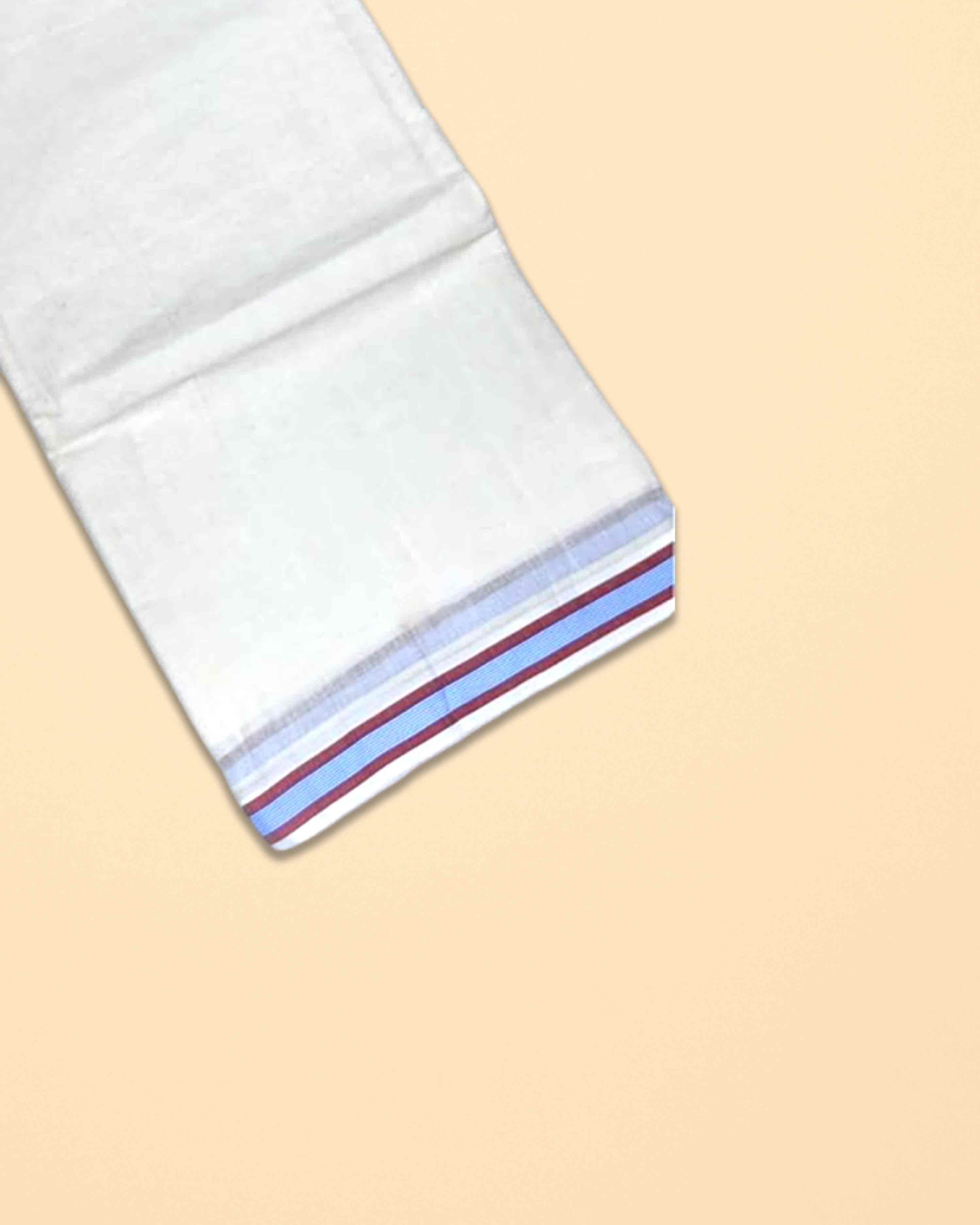 Men’s Cotton Panchakacham 9×5 – Small Ice Cream Border Dhoti & Towel Set