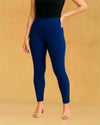 Slimz Solid Stretchable Skinny Fit Cotton Fabric Ankle Length Leggings for Women - Navy blue