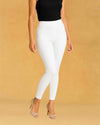 Stretchable Skinny Fit Cotton Fabric Ankle Length Leggings for Women - White