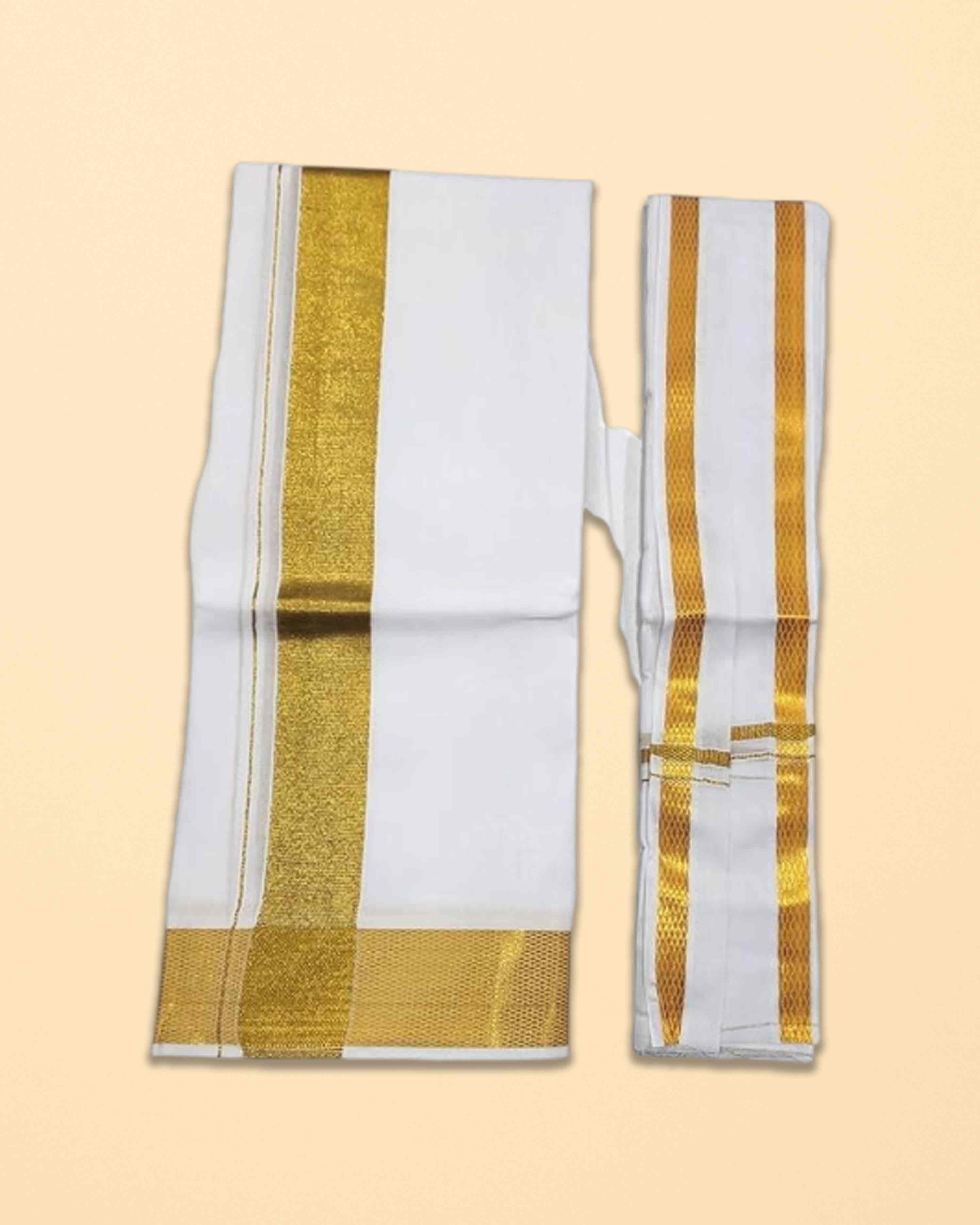 Big Gold Border Dhoti 2Meter