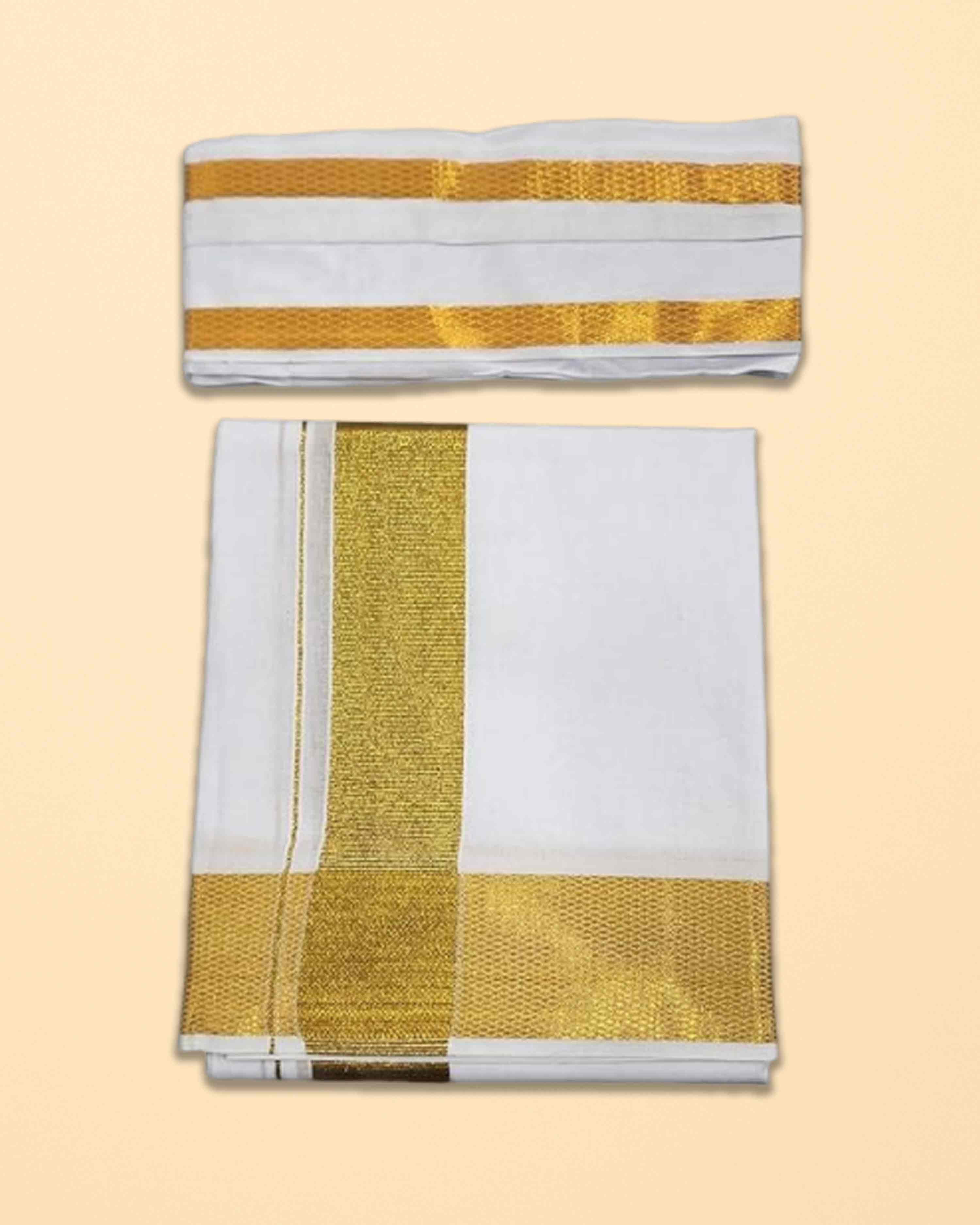 Big Gold Border Dhoti 2Meter