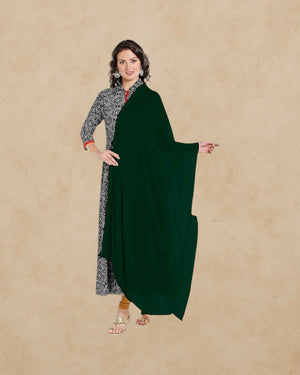 Women's Plain Solid Dupatta/Skarf/Stall Size 2.25 Meters With Lace Casual Use For Women/Girls - Bottle Green