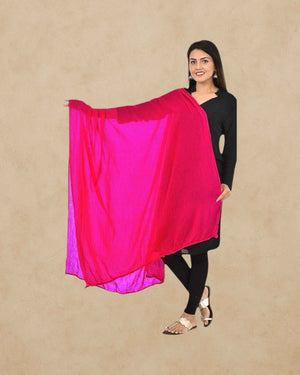 Women's Plain Solid Dupatta/Skarf/Stall Size 2.25 Meters With Lace Casual Use For Women/Girls - Pink