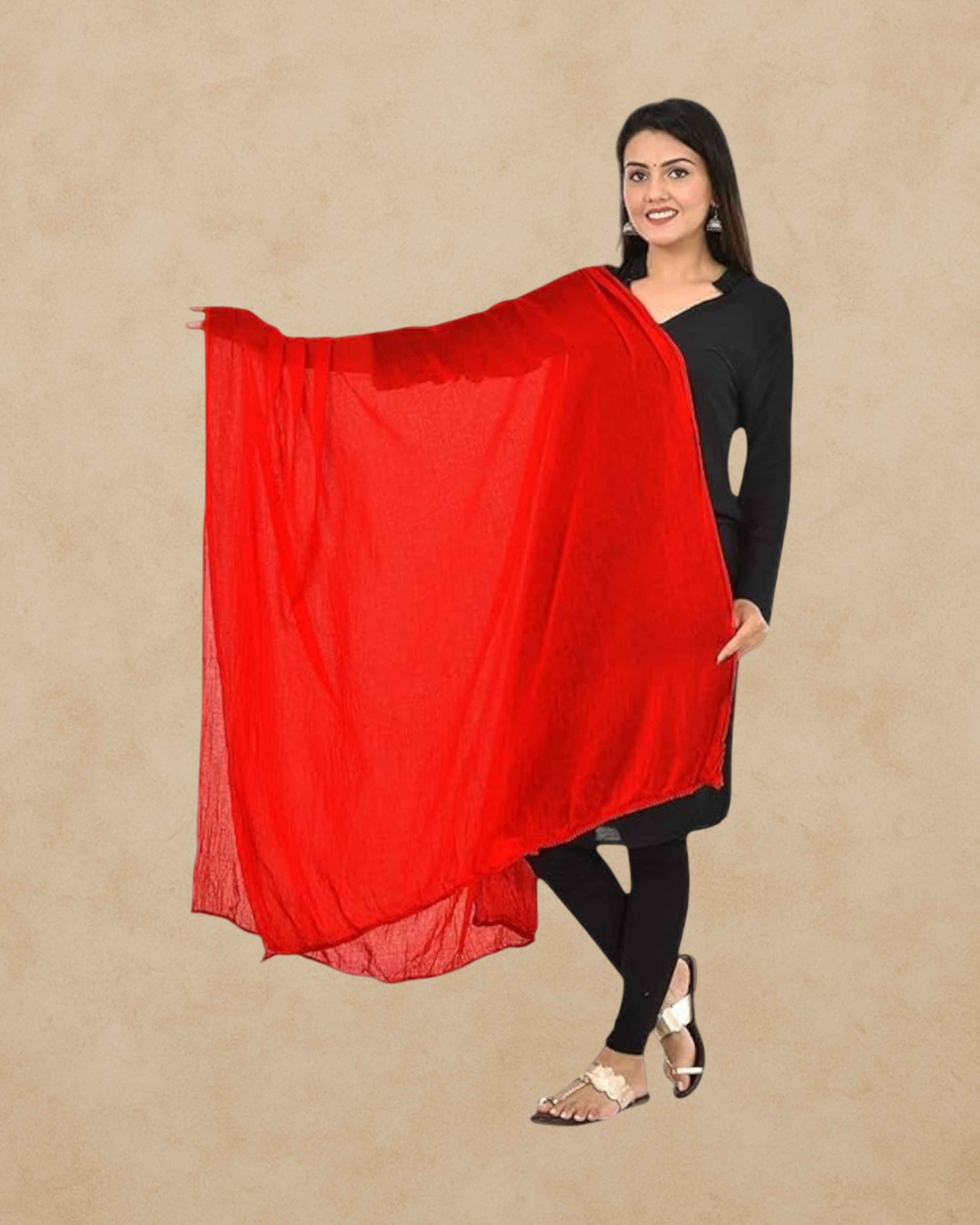 Women's Plain Solid Dupatta/Skarf/Stall Size 2.25 Meters With Lace Casual Use For Women/Girls
