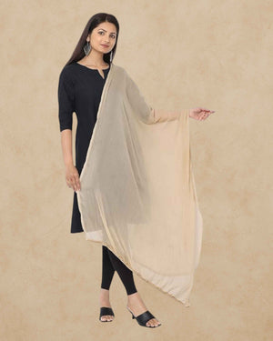 Women's Plain Solid Dupatta/Skarf/Stall Size 2.25 Meters With Lace Casual Use For Women/Girls - Sandal
