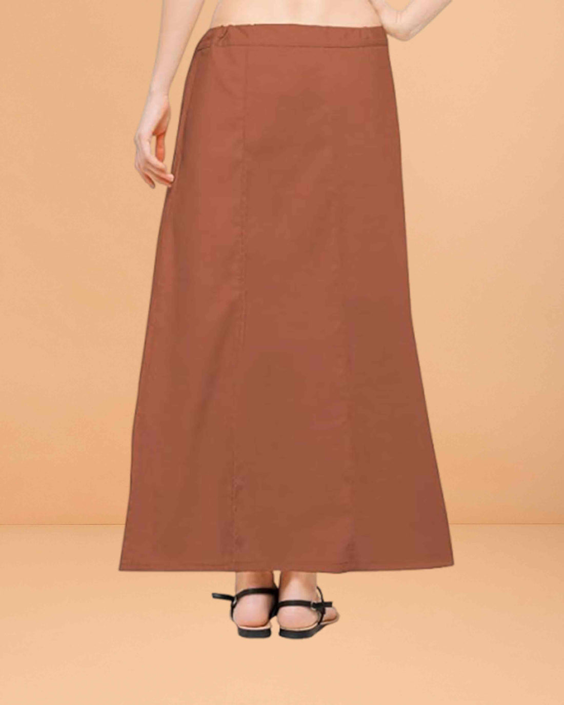 Pure Cotton Readymade Inskirt Saree Petticoat for Women's | Plain Solid Indian Readymade Inskirt Saree | Peticote Innerwear for Women Saree Petticoats - Brown