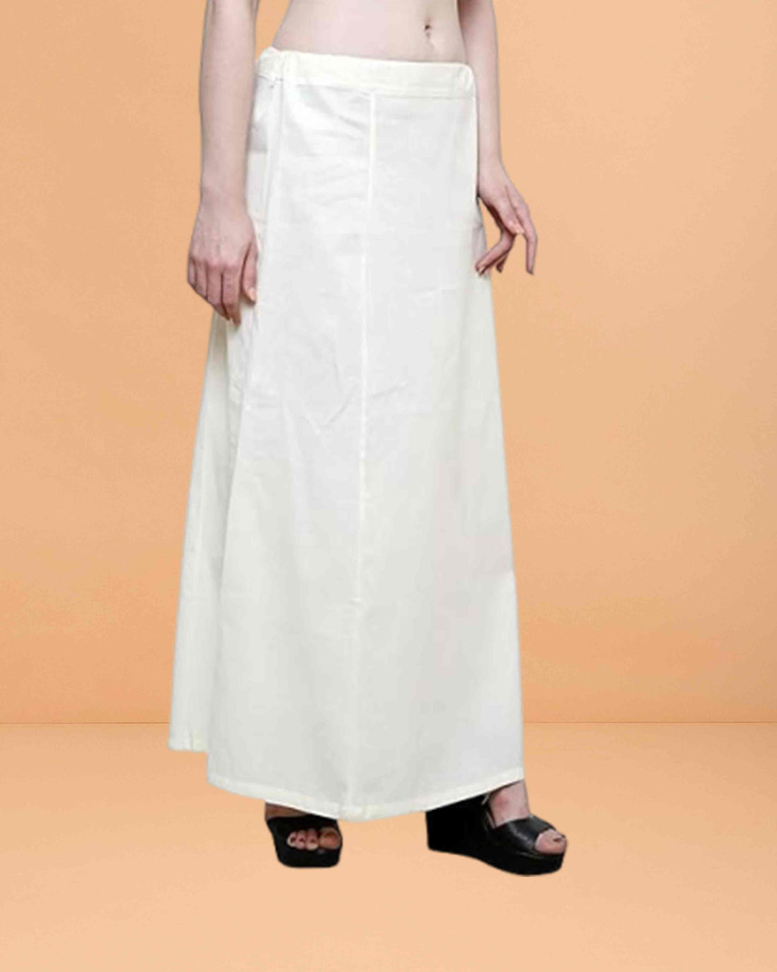Pure Cotton Readymade Inskirt Saree Petticoat for Women's | Plain Solid Indian Readymade Inskirt Saree | Peticote Innerwear for Women Saree Petticoats - Cream