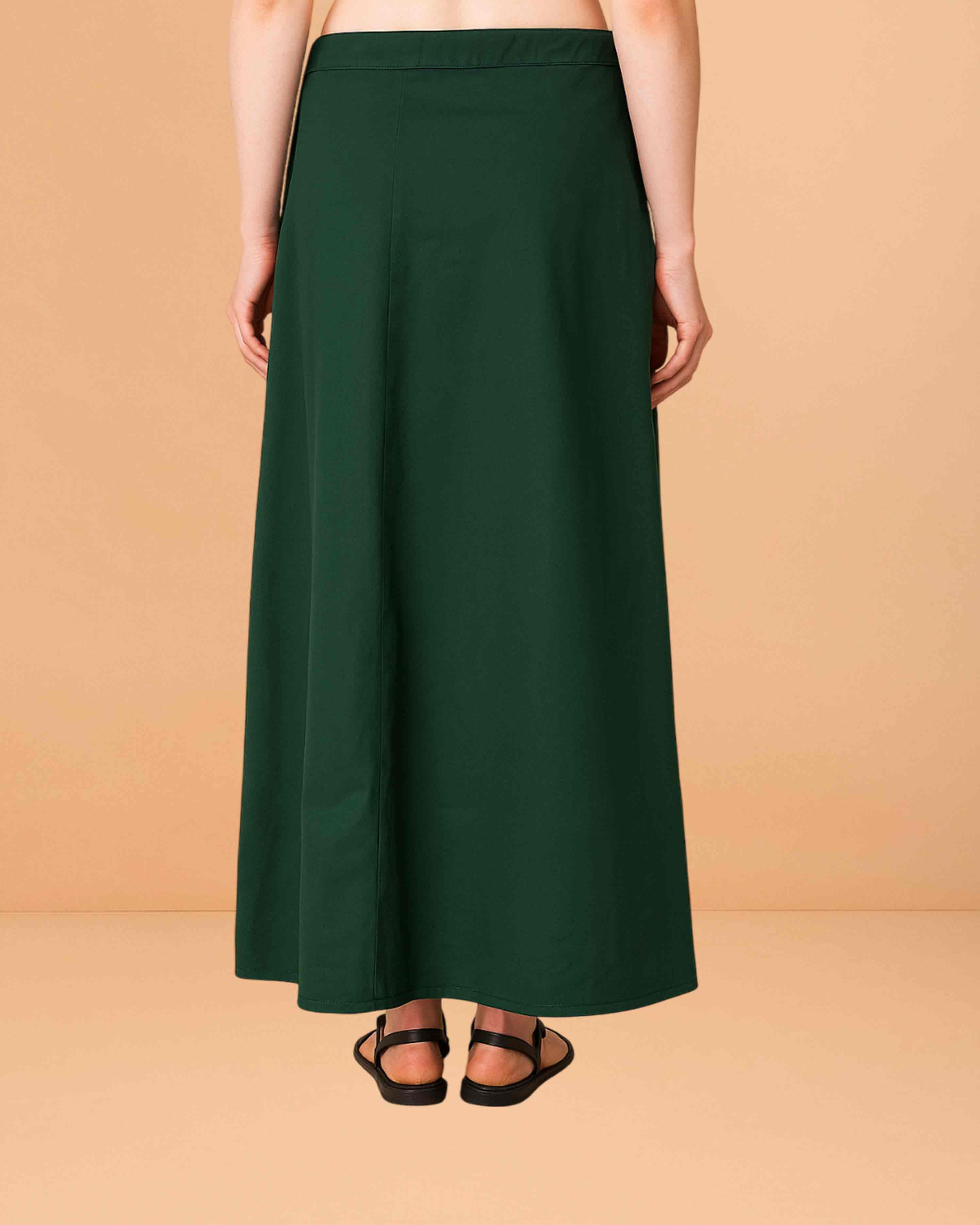 Pure Cotton Readymade Inskirt Saree Petticoat for Women's | Plain Solid Indian Readymade Inskirt Saree | Peticote Innerwear for Women Saree Petticoats - Dark green