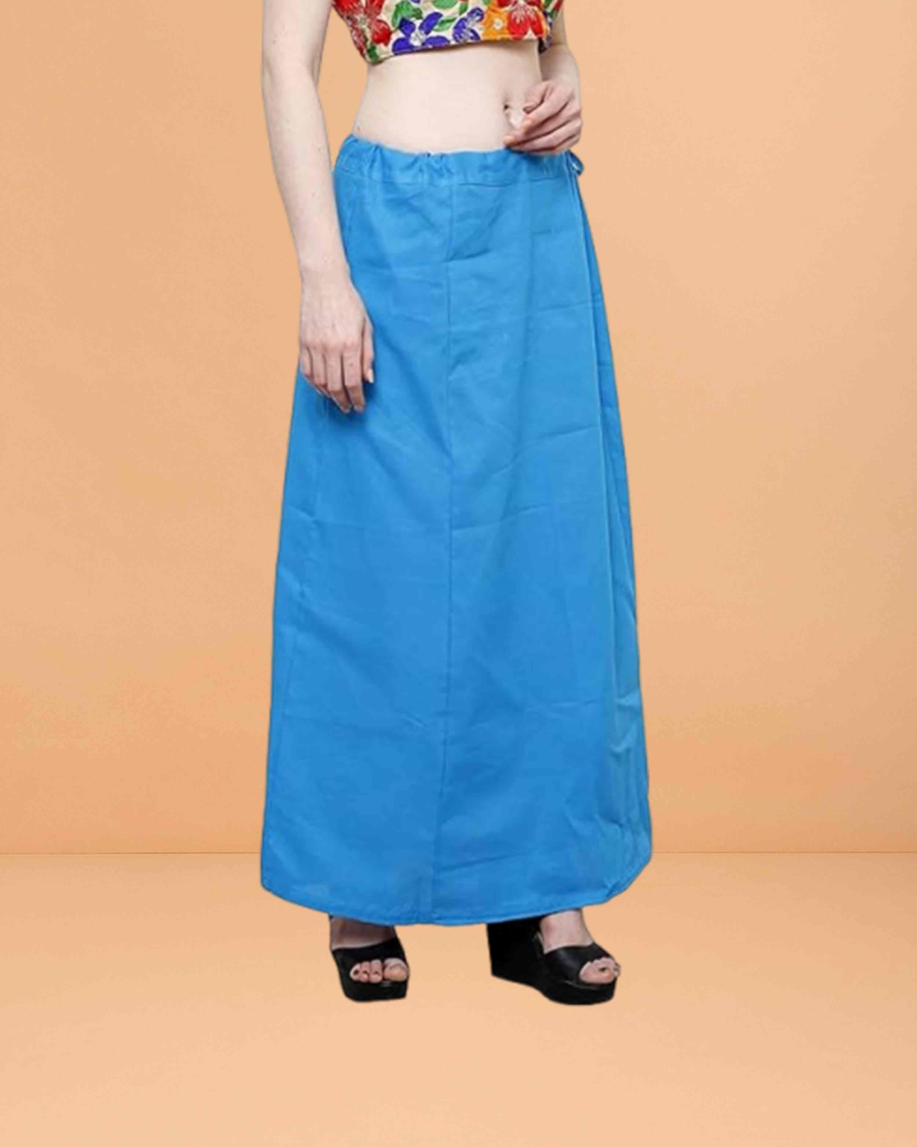 Pure Cotton Readymade Inskirt Saree Petticoat for Women's | Plain Solid Indian Readymade Inskirt Saree | Peticote Innerwear for Women Saree Petticoats - Ferozi