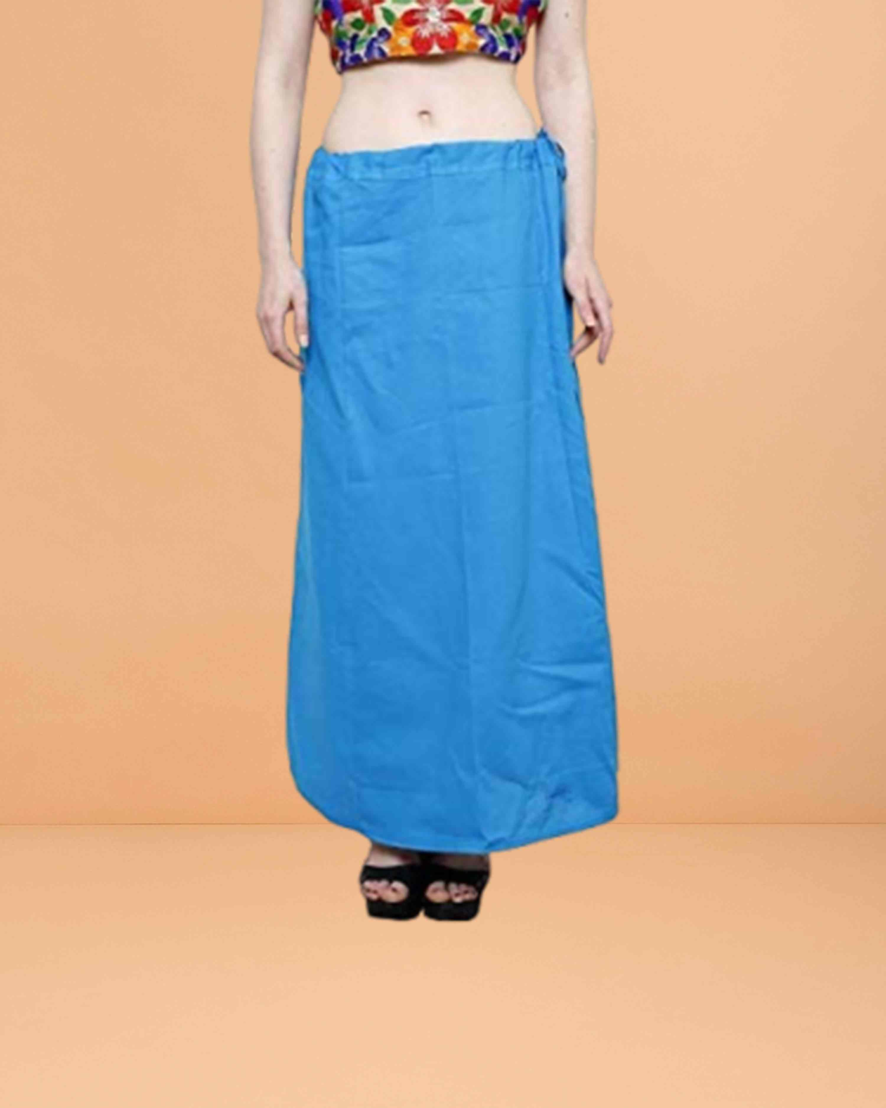 Pure Cotton Readymade Inskirt Saree Petticoat for Women's | Plain Solid Indian Readymade Inskirt Saree | Peticote Innerwear for Women Saree Petticoats - Ferozi