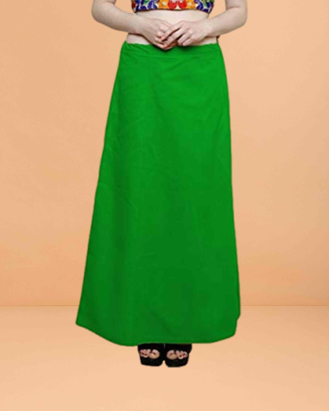 Pure Cotton Readymade Inskirt Saree Petticoat for Women's | Plain Solid Indian Readymade Inskirt Saree | Peticote Innerwear for Women Saree Petticoats - Green