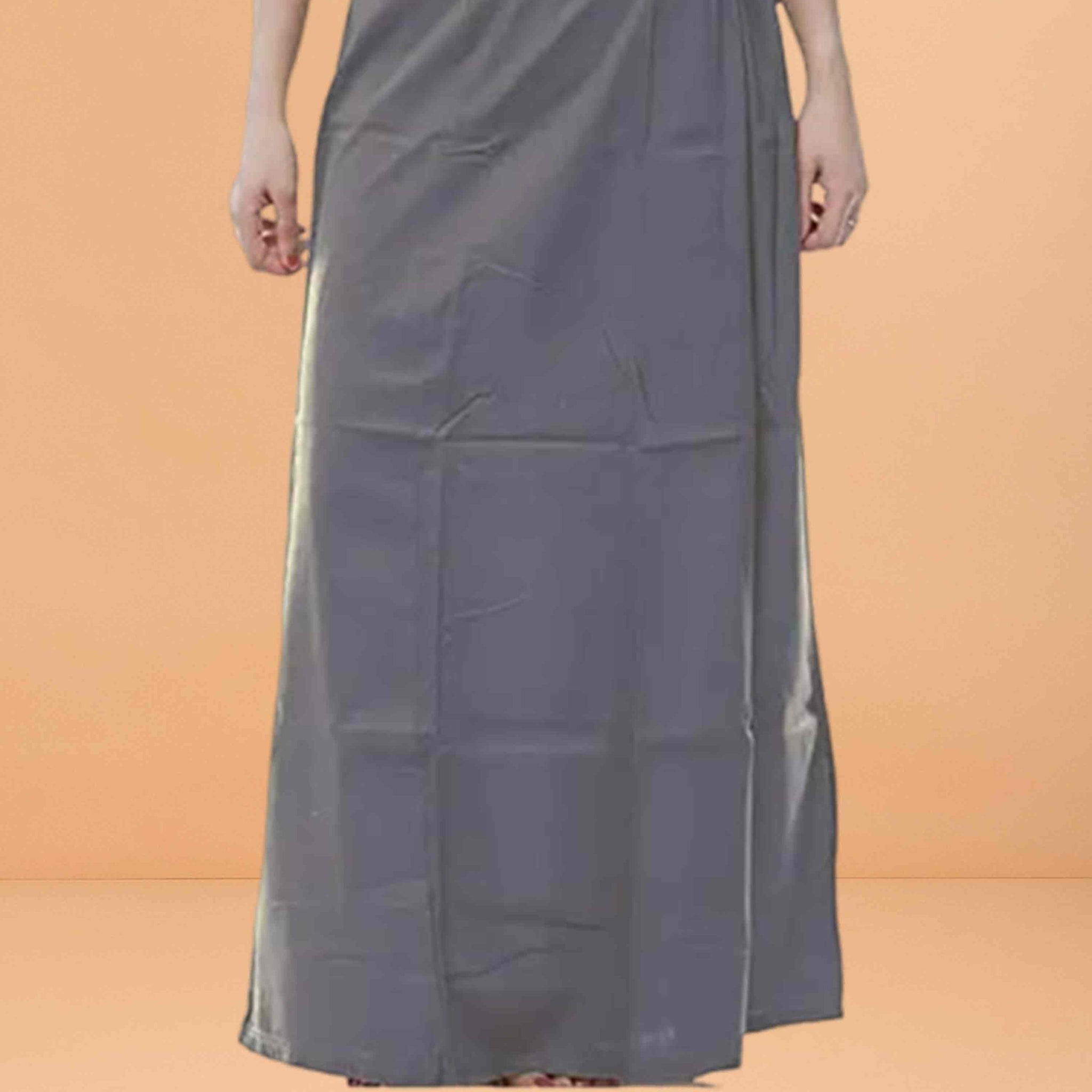 Pure Cotton Readymade Inskirt Saree Petticoat for Women's | Plain Solid Indian Readymade Inskirt Saree | Peticote Innerwear for Women Saree Petticoats - Grey