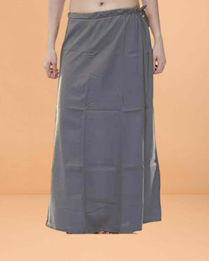 Pure Cotton Readymade Inskirt Saree Petticoat for Women's | Plain Solid Indian Readymade Inskirt Saree | Peticote Innerwear for Women Saree Petticoats - Grey