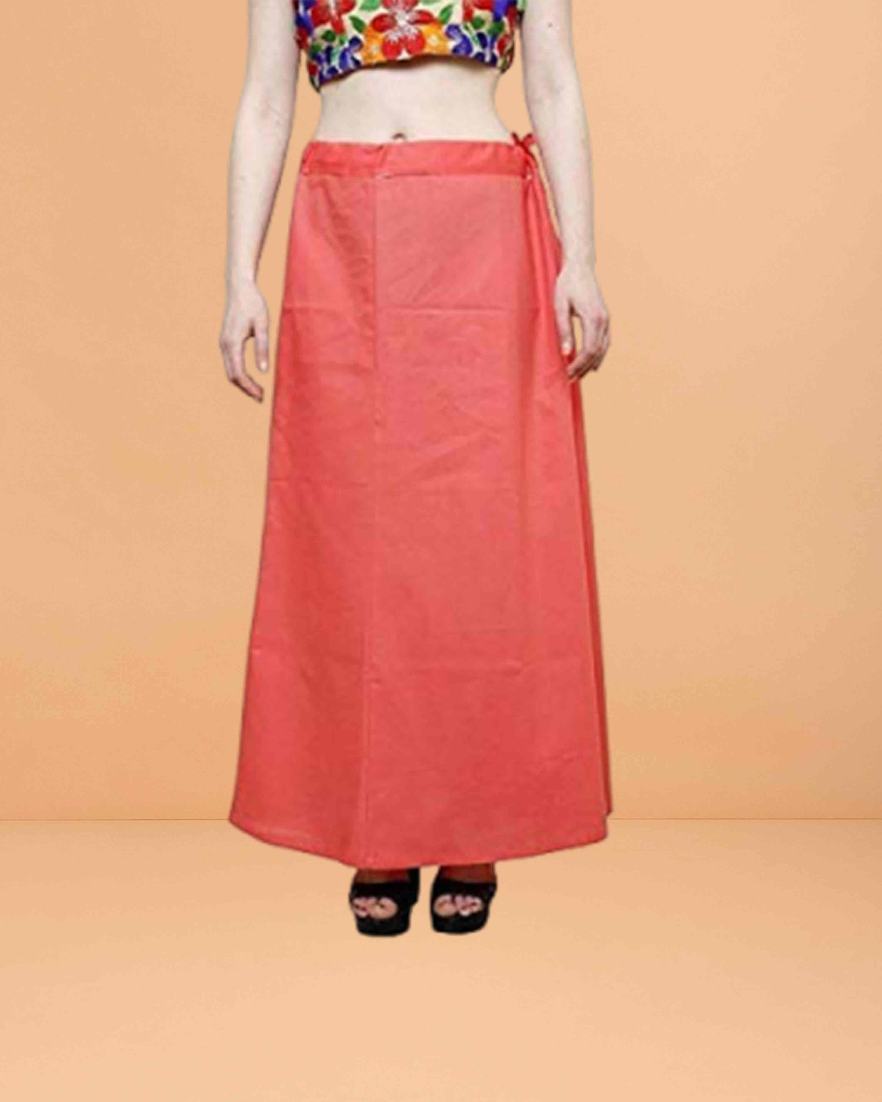 Pure Cotton Readymade Inskirt Saree Petticoat for Women's | Plain Solid Indian Readymade Inskirt Saree | Peticote Innerwear for Women Saree Petticoats - Gajri