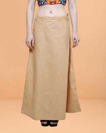 Pure Cotton Readymade Inskirt Saree Petticoat for Women's | Plain Solid Indian Readymade Inskirt Saree | Peticote Innerwear for Women Saree Petticoats - Golden