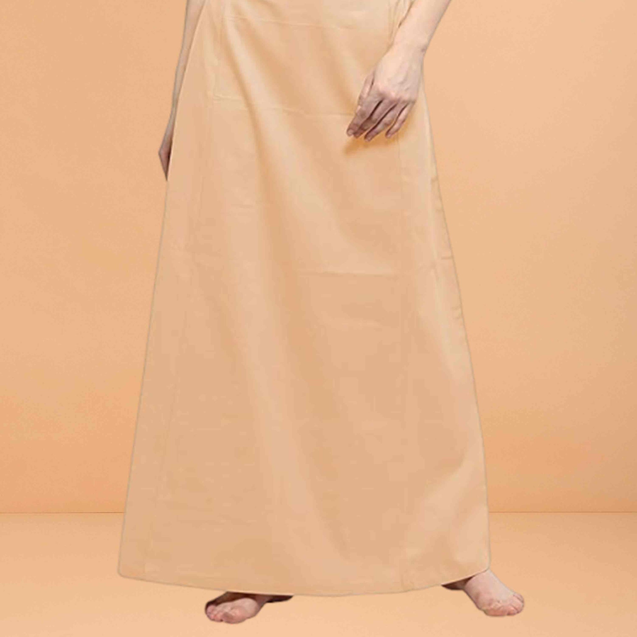 Pure Cotton Readymade Inskirt Saree Petticoat for Women's | Plain Solid Indian Readymade Inskirt Saree | Peticote Innerwear for Women Saree Petticoats - Light peach