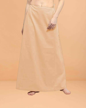 Pure Cotton Readymade Inskirt Saree Petticoat for Women's | Plain Solid Indian Readymade Inskirt Saree | Peticote Innerwear for Women Saree Petticoats - Light peach