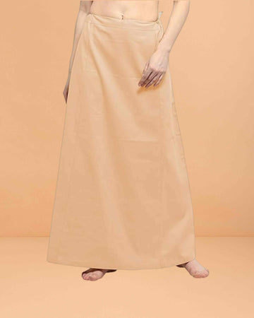Pure Cotton Readymade Inskirt Saree Petticoat for Women's | Plain Solid Indian Readymade Inskirt Saree | Peticote Innerwear for Women Saree Petticoats - Light peach