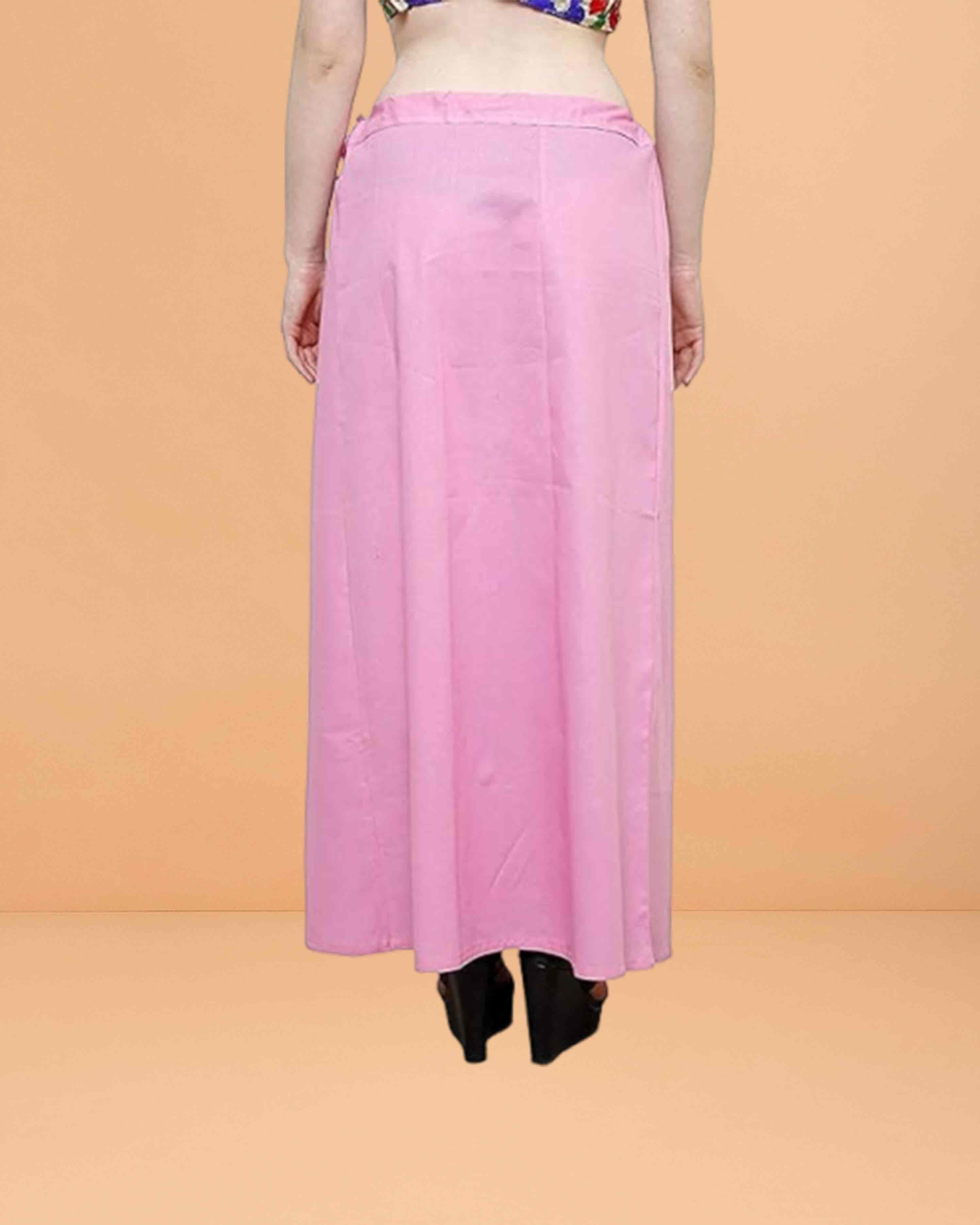 Pure Cotton Readymade Inskirt Saree Petticoat for Women's | Plain Solid Indian Readymade Inskirt Saree | Peticote Innerwear for Women Saree Petticoats - Light pink
