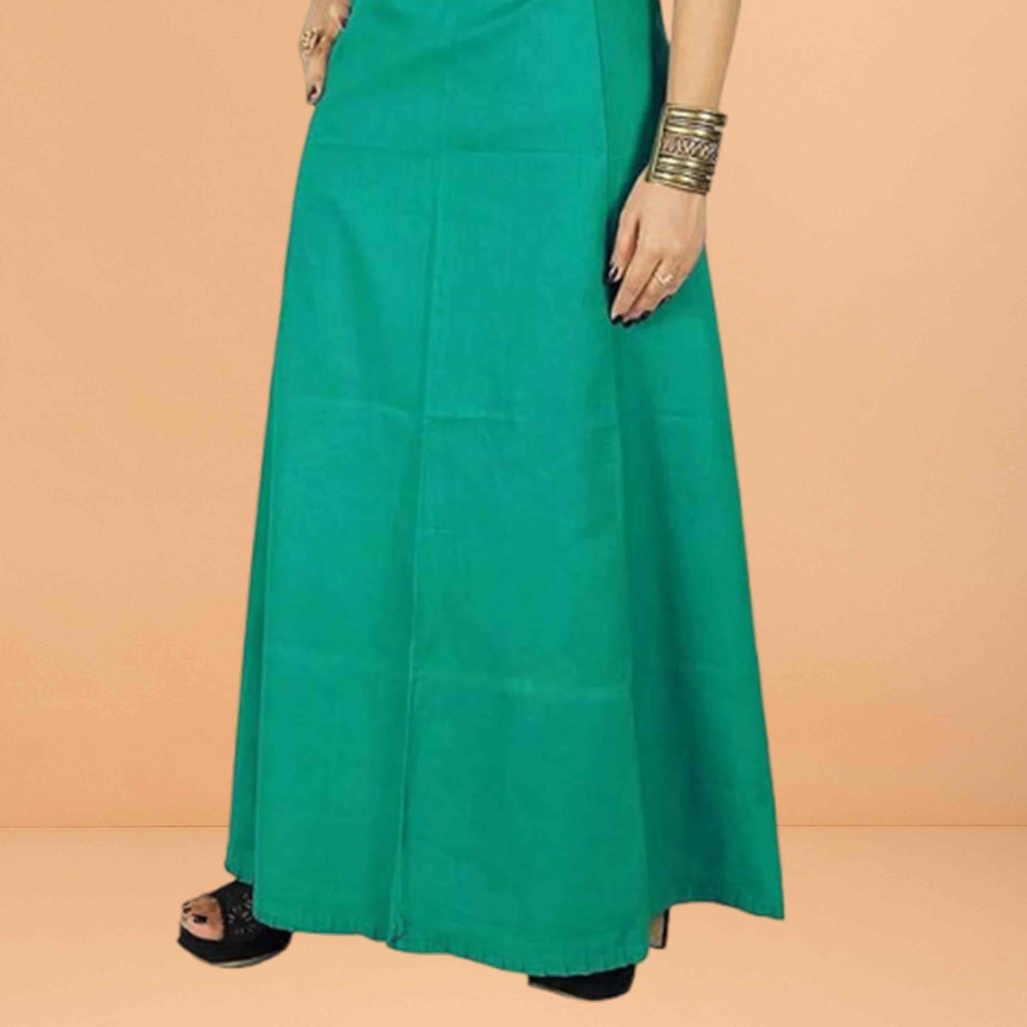 Pure Cotton Readymade Inskirt Saree Petticoat for Women's | Plain Solid Indian Readymade Inskirt Saree | Peticote Innerwear for Women Saree Petticoats - Light rama