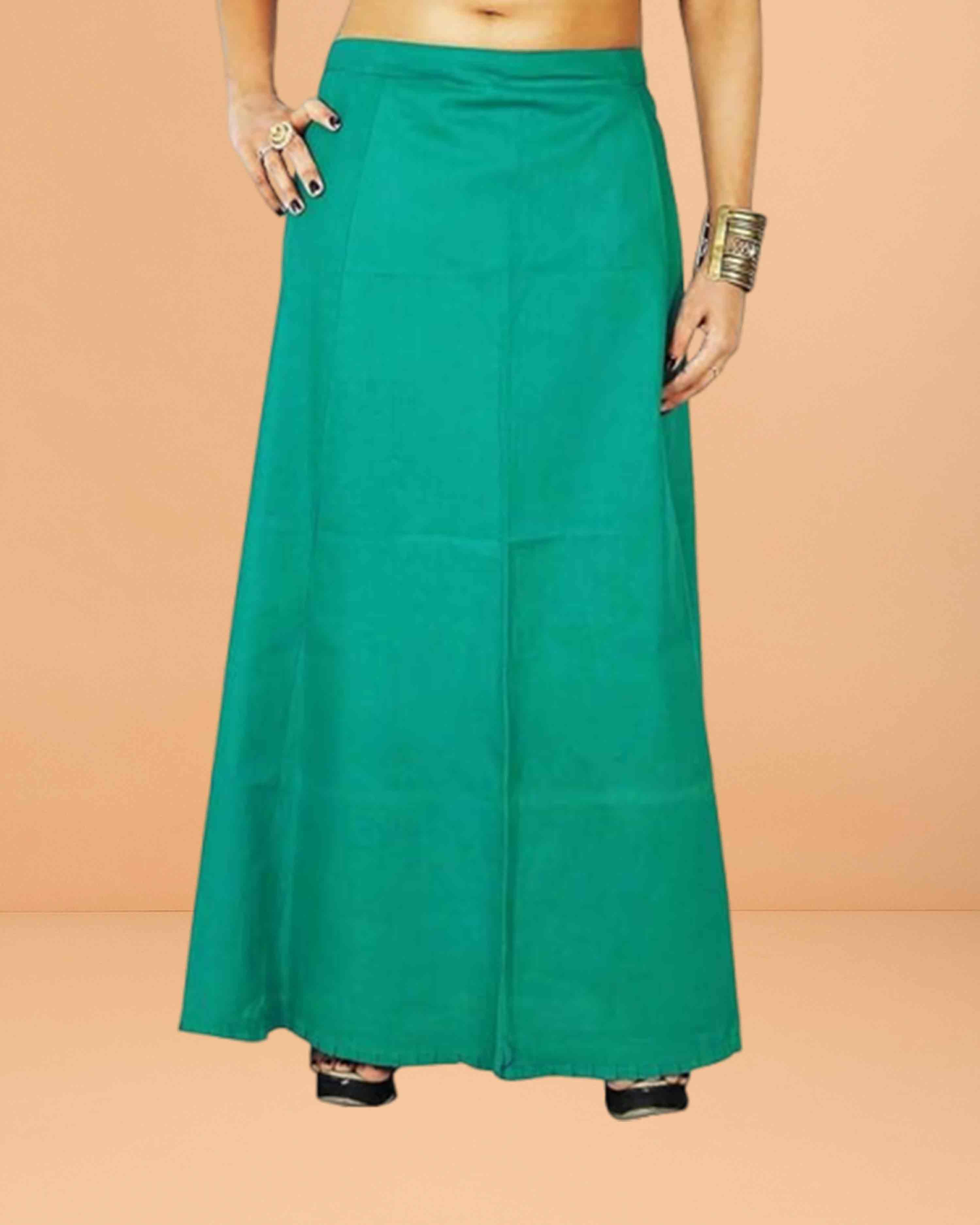 Pure Cotton Readymade Inskirt Saree Petticoat for Women's | Plain Solid Indian Readymade Inskirt Saree | Peticote Innerwear for Women Saree Petticoats - Light rama