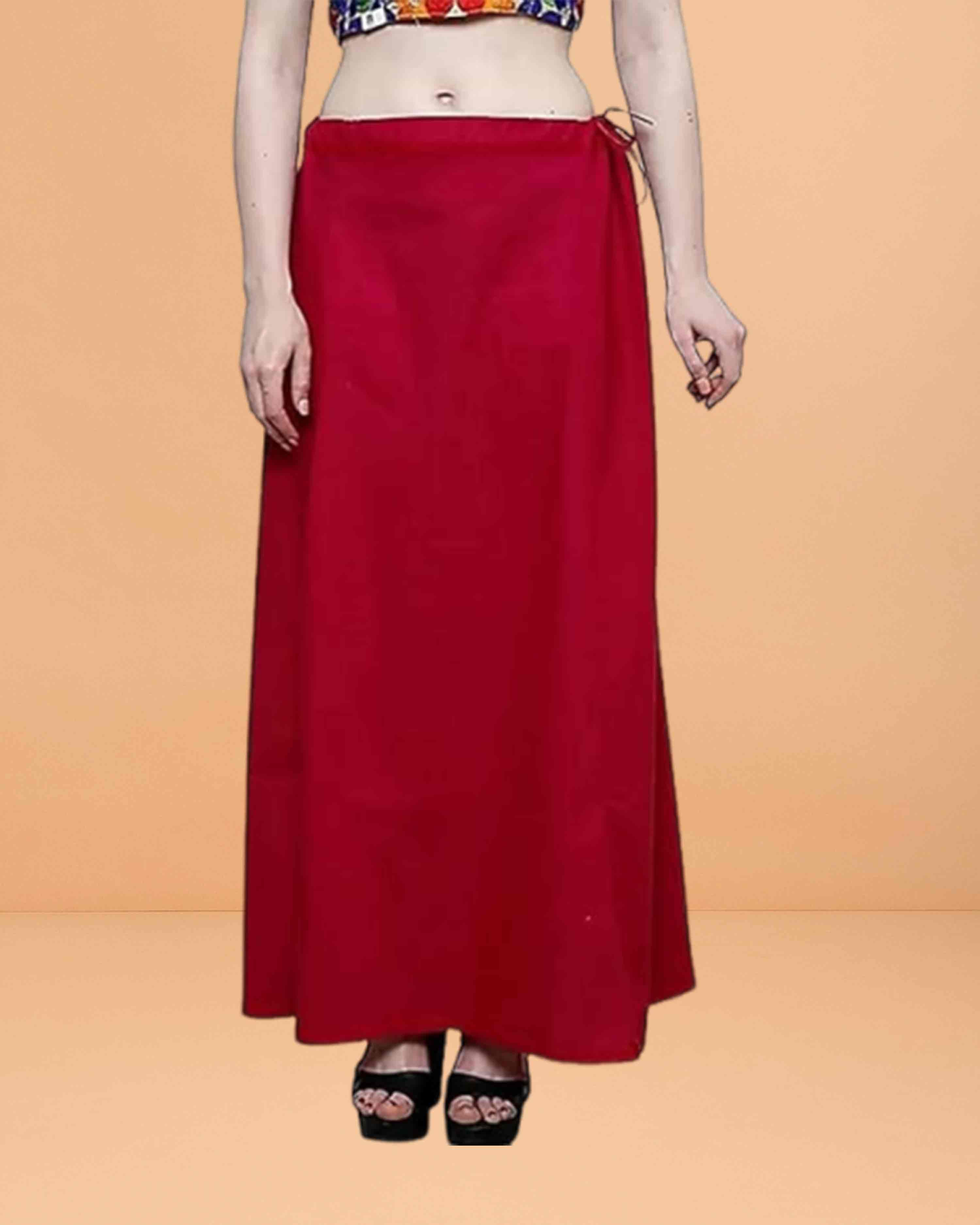 Pure Cotton Readymade Inskirt Saree Petticoat for Women's | Plain Solid Indian Readymade Inskirt Saree | Peticote Innerwear for Women Saree Petticoats - Maroon