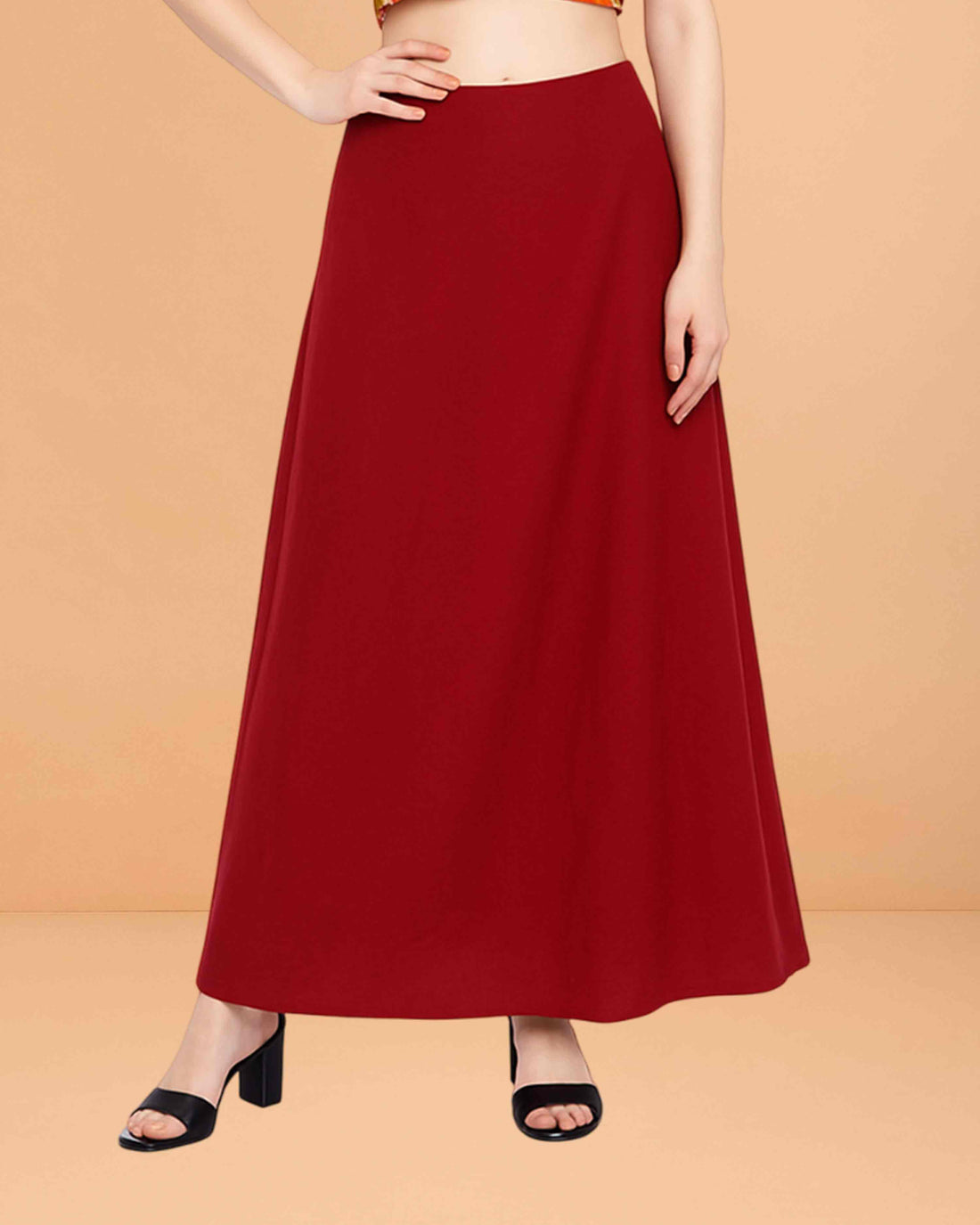 Pure Cotton Readymade Inskirt Saree Petticoat for Women's | Plain Solid Indian Readymade Inskirt Saree | Peticote Innerwear for Women Saree Petticoats - Maroon