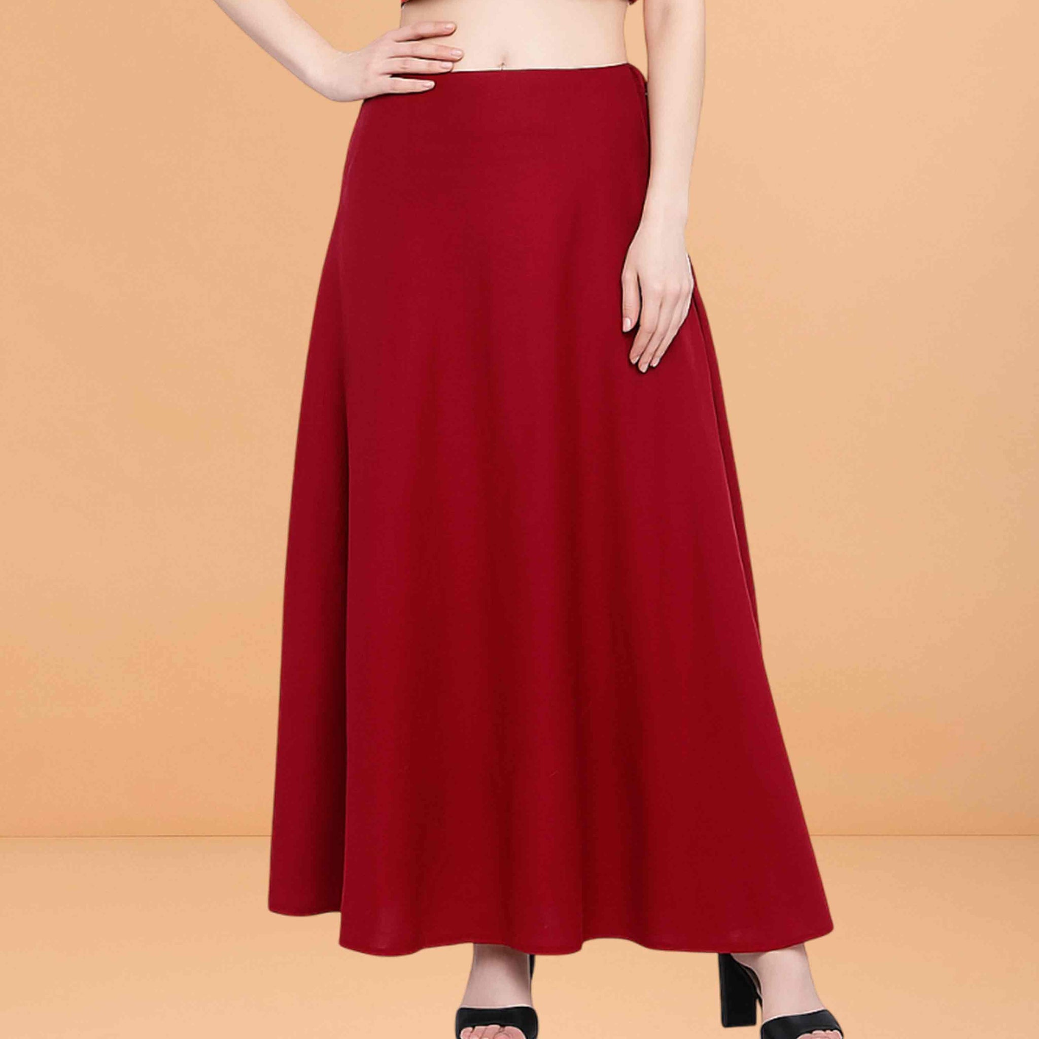 Pure Cotton Readymade Inskirt Saree Petticoat for Women's | Plain Solid Indian Readymade Inskirt Saree | Peticote Innerwear for Women Saree Petticoats - Maroon