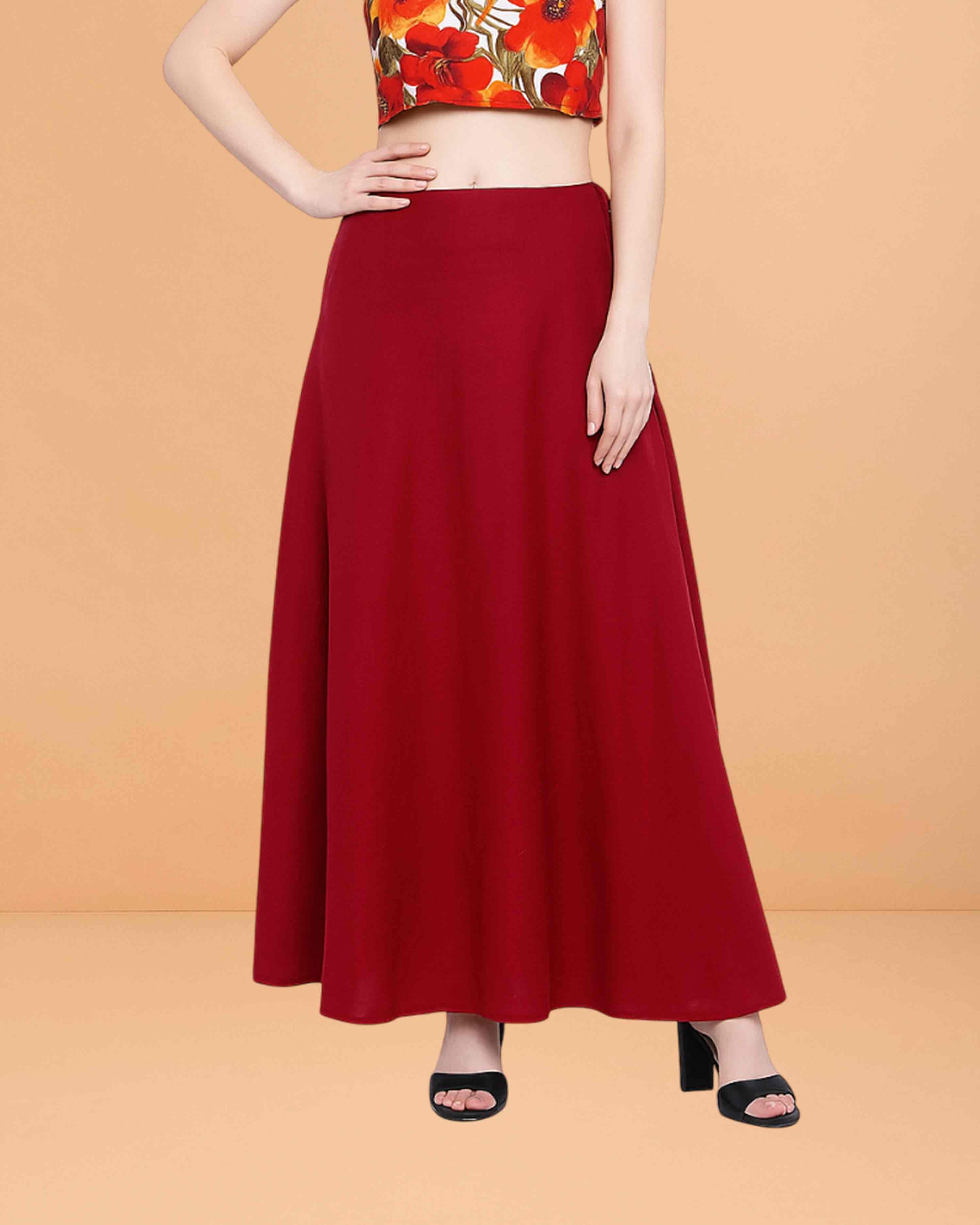 Pure Cotton Readymade Inskirt Saree Petticoat for Women's | Plain Solid Indian Readymade Inskirt Saree | Peticote Innerwear for Women Saree Petticoats - Maroon
