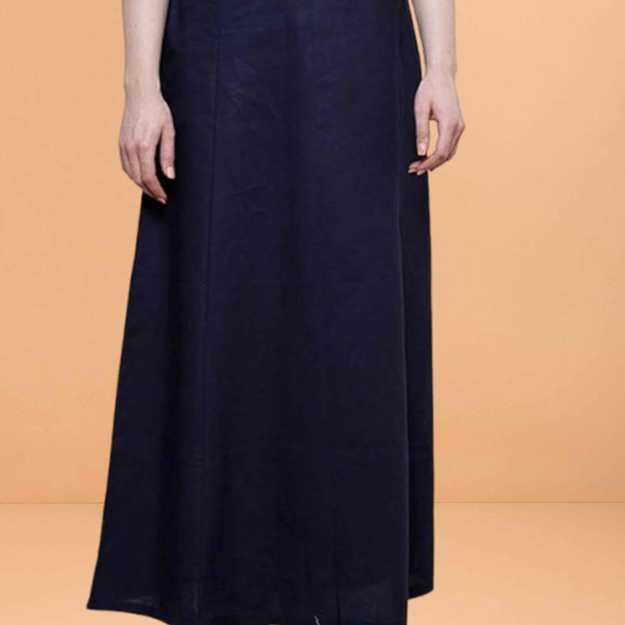 Pure Cotton Readymade Inskirt Saree Petticoat for Women's | Plain Solid Indian Readymade Inskirt Saree | Peticote Innerwear for Women Saree Petticoats - Navy blue