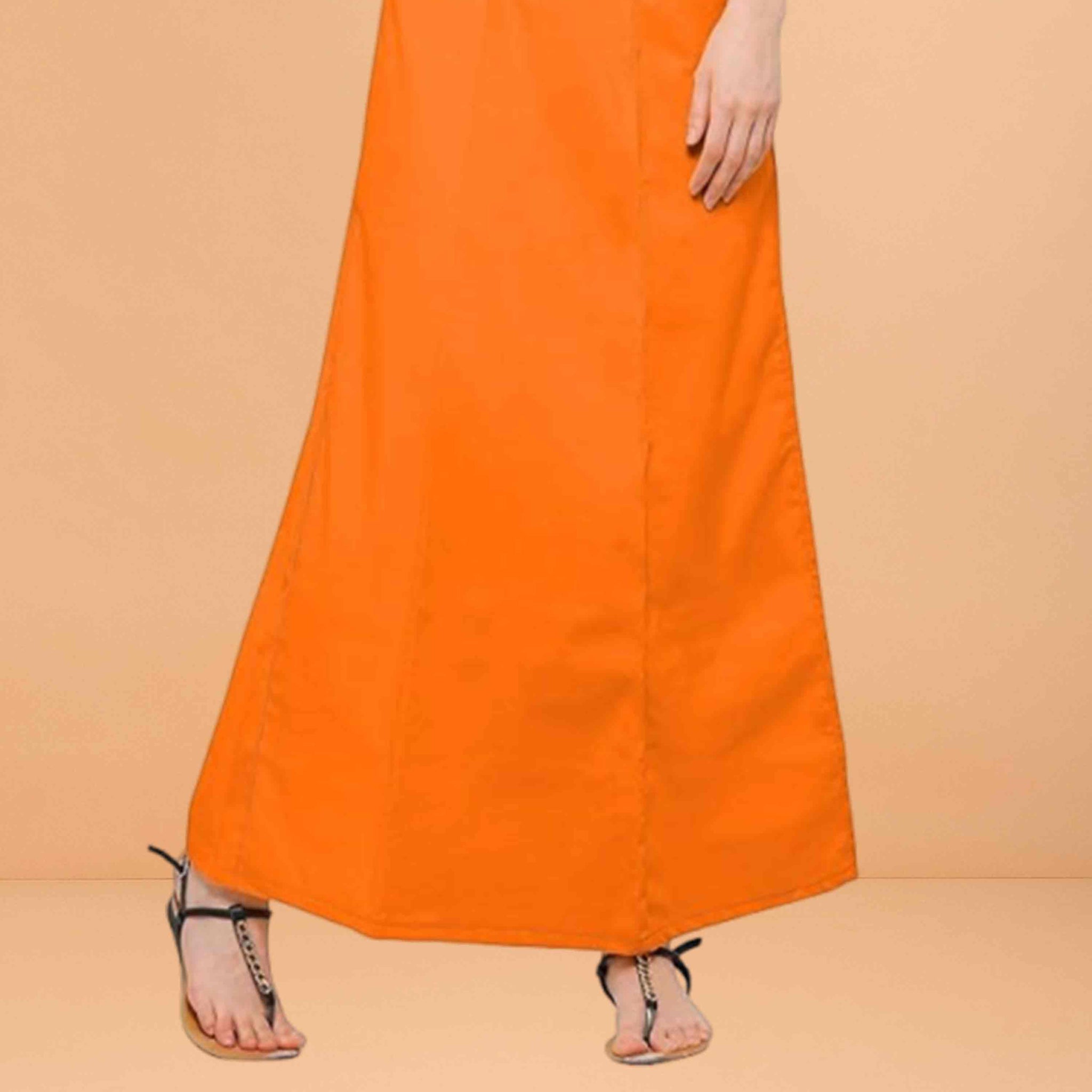 Pure Cotton Readymade Inskirt Saree Petticoat for Women's | Plain Solid Indian Readymade Inskirt Saree | Peticote Innerwear for Women Saree Petticoats - Light orange