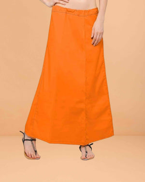 Pure Cotton Readymade Inskirt Saree Petticoat for Women's | Plain Solid Indian Readymade Inskirt Saree | Peticote Innerwear for Women Saree Petticoats - Light orange